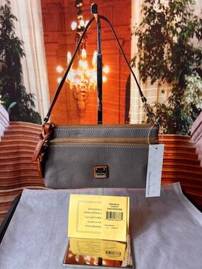 NWT Dooney & Bourke Finley Elephant Pebbled Leather Wristlet Shoulder Bag